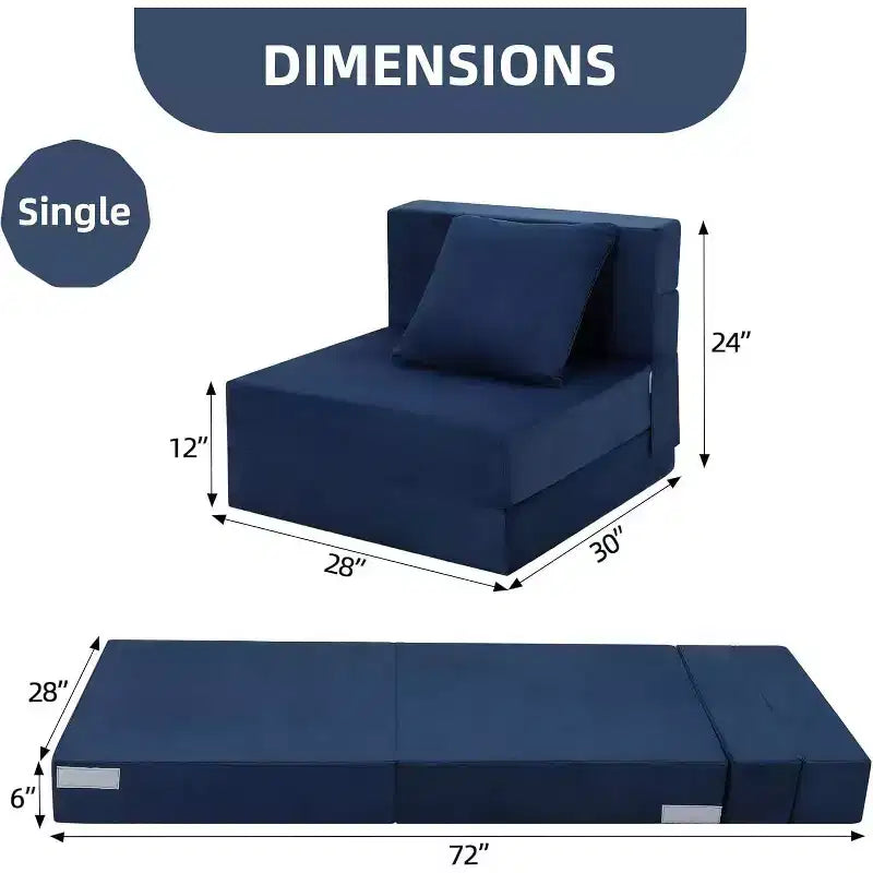 Acekool Materasso Pieghevole per Divano, Poltrona Letto Trasformabile in Memory Foam con Cuscino, Futon a Terra in Lino, Dimensione Singola per Soggiorno