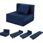 Acekool Materasso Pieghevole per Divano, Poltrona Letto Trasformabile in Memory Foam con Cuscino, Futon a Terra in Lino, Dimensione Singola per Soggiorno