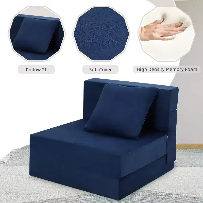 Acekool Materasso Pieghevole per Divano, Poltrona Letto Trasformabile in Memory Foam con Cuscino, Futon a Terra in Lino, Dimensione Singola per Soggiorno