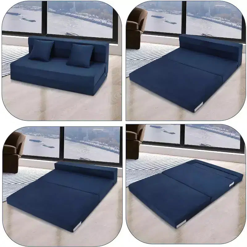 Acekool Materasso Pieghevole per Divano, Divano Letto Trasformabile Queen in Memory Foam con Cuscino, Divano Futon in Lino per Soggiorno o Camera degli Ospiti