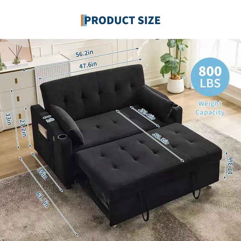 Canapé-lit convertible Futon GustoWave, Causeuse gigogne en velours côtelé pour petits espaces, Meuble canapé compact 3 en 1
