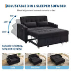 Canapé-lit convertible Futon GustoWave, Causeuse gigogne en velours côtelé pour petits espaces, Meuble canapé compact 3 en 1