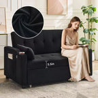 Canapé-lit convertible Futon GustoWave, Causeuse gigogne en velours côtelé pour petits espaces, Meuble canapé compact 3 en 1