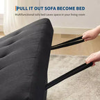 Canapé-lit convertible Futon GustoWave, Causeuse gigogne en velours côtelé pour petits espaces, Meuble canapé compact 3 en 1