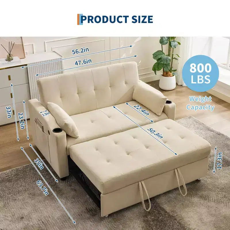 GustoWave Divano letto futon convertibile, divanetto letto estraibile in velluto a coste per piccoli spazi, divano compatto 3 in 1