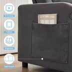 Canapé-lit convertible Futon GustoWave, Causeuse gigogne en velours côtelé pour petits espaces, Meuble canapé compact 3 en 1