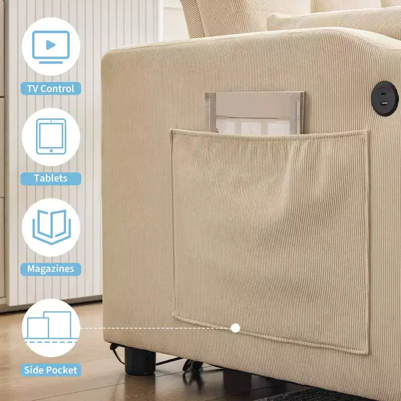 GustoWave Divano letto futon convertibile, divanetto letto estraibile in velluto a coste per piccoli spazi, divano compatto 3 in 1