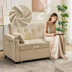 Canapé-lit convertible Futon GustoWave, Causeuse gigogne en velours côtelé pour petits espaces, Meuble canapé compact 3 en 1