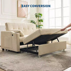Canapé-lit convertible Futon GustoWave, Causeuse gigogne en velours côtelé pour petits espaces, Meuble canapé compact 3 en 1
