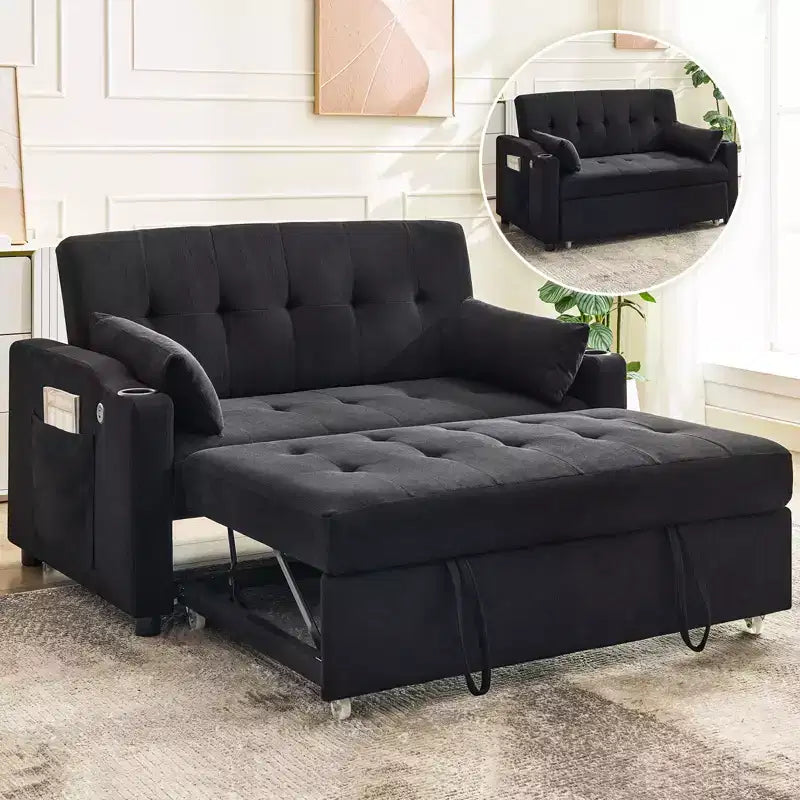 GustoWave Divano letto futon convertibile, divanetto letto estraibile in velluto a coste per piccoli spazi, divano compatto 3 in 1