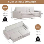 ATJafurn 88.6 Canapé-Lit Convertible, Canapé-Lit Moderne en Tissu Lin, Peu Encombrant pour Appartements, Salons, Chambres, Studios