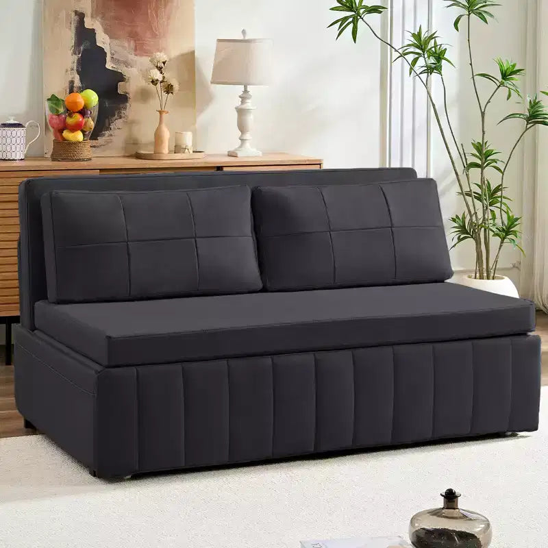 Mjkone Divano letto estraibile W62 pollici, divano letto moderno 3-in-1 in tessuto Leathaire, chaise longue