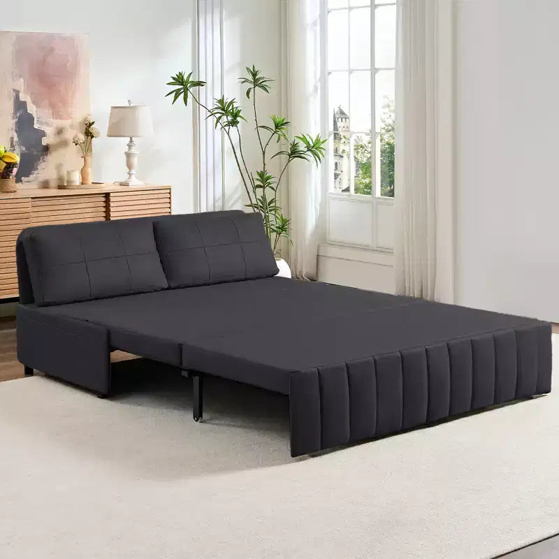Mjkone Divano letto estraibile W62 pollici, divano letto moderno 3-in-1 in tessuto Leathaire, chaise longue