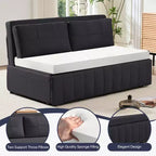 Mjkone Divano letto estraibile W62 pollici, divano letto moderno 3-in-1 in tessuto Leathaire, chaise longue