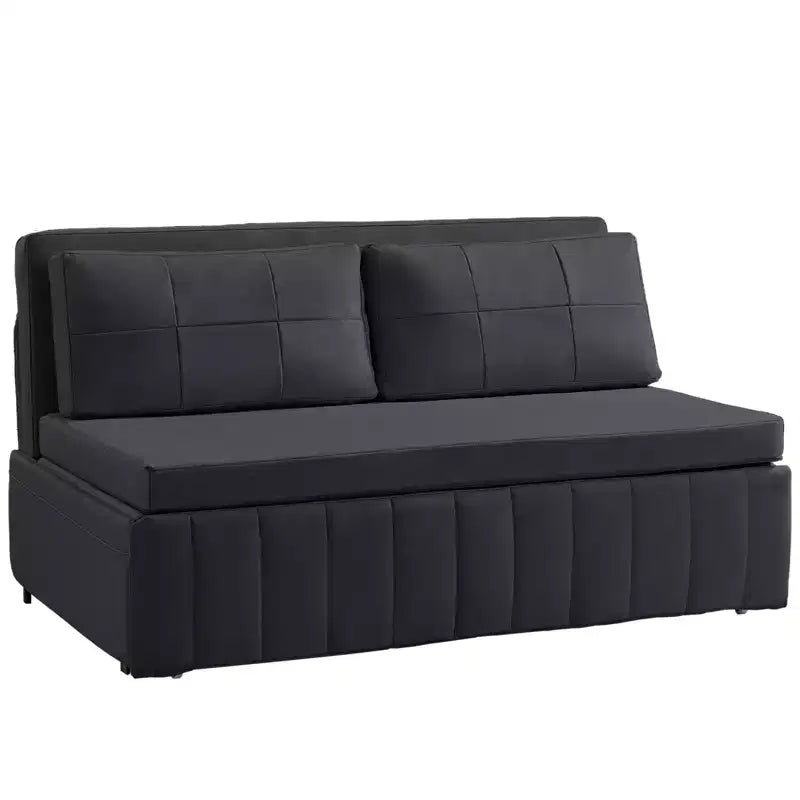 Mjkone Divano letto estraibile W62 pollici, divano letto moderno 3-in-1 in tessuto Leathaire, chaise longue
