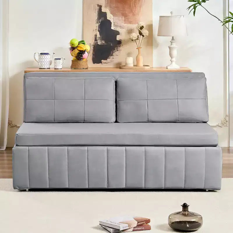 Mjkone Divano letto estraibile W62 pollici, divano letto moderno 3-in-1 in tessuto Leathaire, chaise longue