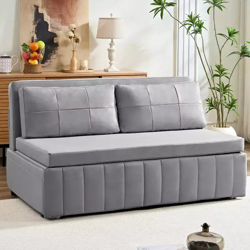Mjkone Divano letto estraibile W62 pollici, divano letto moderno 3-in-1 in tessuto Leathaire, chaise longue