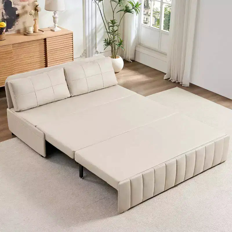 Mjkone Divano letto estraibile W62 pollici, divano letto moderno 3-in-1 in tessuto Leathaire, chaise longue