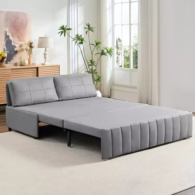 Mjkone Divano letto estraibile W62 pollici, divano letto moderno 3-in-1 in tessuto Leathaire, chaise longue