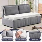 Mjkone Divano letto estraibile W62 pollici, divano letto moderno 3-in-1 in tessuto Leathaire, chaise longue