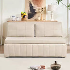 Mjkone Divano letto estraibile W62 pollici, divano letto moderno 3-in-1 in tessuto Leathaire, chaise longue