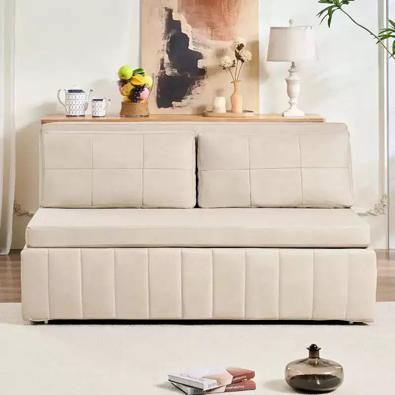 Mjkone Divano letto estraibile W62 pollici, divano letto moderno 3-in-1 in tessuto Leathaire, chaise longue