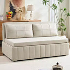 Mjkone Divano letto estraibile W62 pollici, divano letto moderno 3-in-1 in tessuto Leathaire, chaise longue