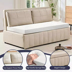 Mjkone Divano letto estraibile W62 pollici, divano letto moderno 3-in-1 in tessuto Leathaire, chaise longue