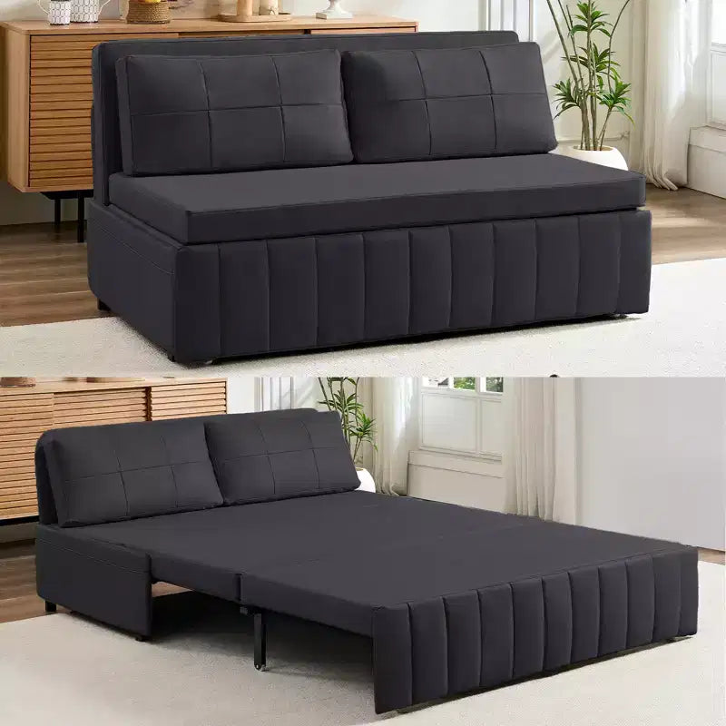 Mjkone Divano letto estraibile W62 pollici, divano letto moderno 3-in-1 in tessuto Leathaire, chaise longue