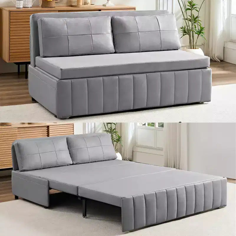 Mjkone Divano letto estraibile W62 pollici, divano letto moderno 3-in-1 in tessuto Leathaire, chaise longue