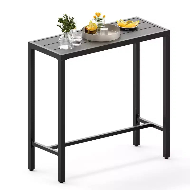 39 Rectangle Outdoor Bar Height Table, Long Balcony Hot Tub Table with Waterproof Top, Patio Bar Height CounterTable for Balcony, Garden