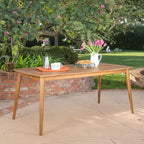NAYSAYE Table d'appoint de patio Table à manger en bois d'acacia avec cadre courbé pour l'extérieur, Beige, 73.75*38.5*5.5