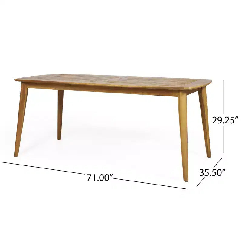 NAYSAYE Table d'appoint de patio Table à manger en bois d'acacia avec cadre courbé pour l'extérieur, Beige, 73.75*38.5*5.5