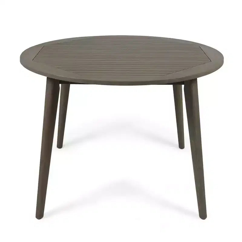 NAYSAYE Patio End Table Acacia Wood Dining Table with Modern Straight Leg Base for Outdoor Use, Gray, 47.25*47.25*30