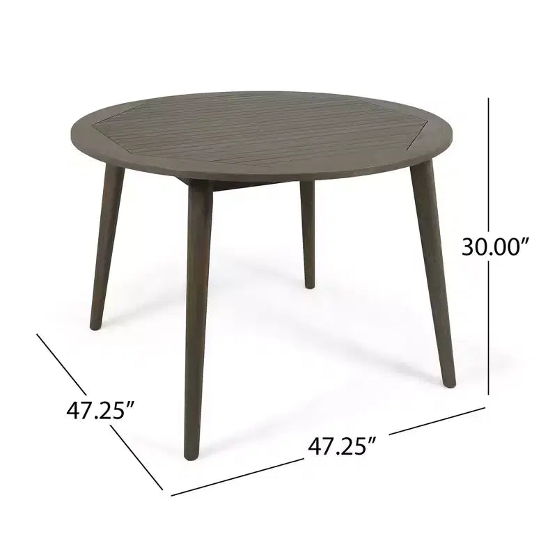 NAYSAYE Table d'appoint de patio Table de salle à manger en bois d'acacia avec piètement moderne à pieds droits pour l'extérieur, gris, 47.25*47.25*30