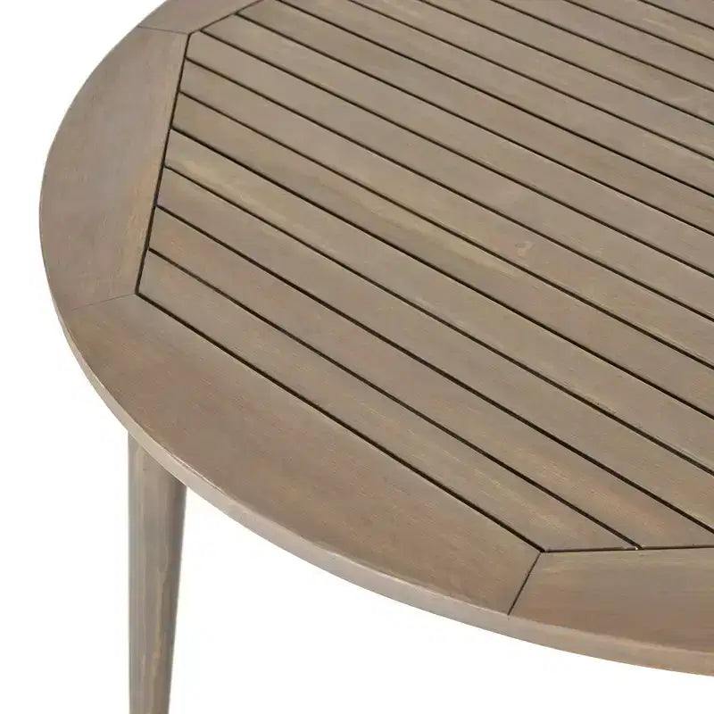 NAYSAYE Table d'appoint de patio Table de salle à manger en bois d'acacia avec piètement moderne à pieds droits pour l'extérieur, gris, 47.25*47.25*30