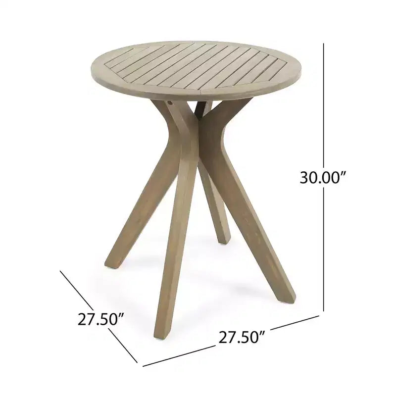 Tavolino Laterale da Giardino NAYSAYE, Tavolino da Bistrò con Pannelli a Doghe in Legno di Acacia e Base a Croce per Sala da Pranzo Esterna, Grigio, 27.5*27.5*30