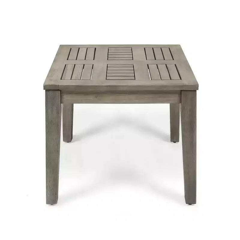 NAYSAYE Patio End Table Transitional Acacia Wood Side Table with Low Profile for Small Spaces, Gray, 20*20*15.75