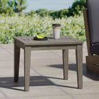 NAYSAYE Table d'appoint de patio, en bois d'acacia, de style transitionnel, avec profil bas pour petits espaces, gris, 20*20*15,75