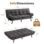 Divano letto futon Dyonery 71, divano letto convertibile moderno in memory foam, divano letto futon pieghevole per spazi abitativi compatti