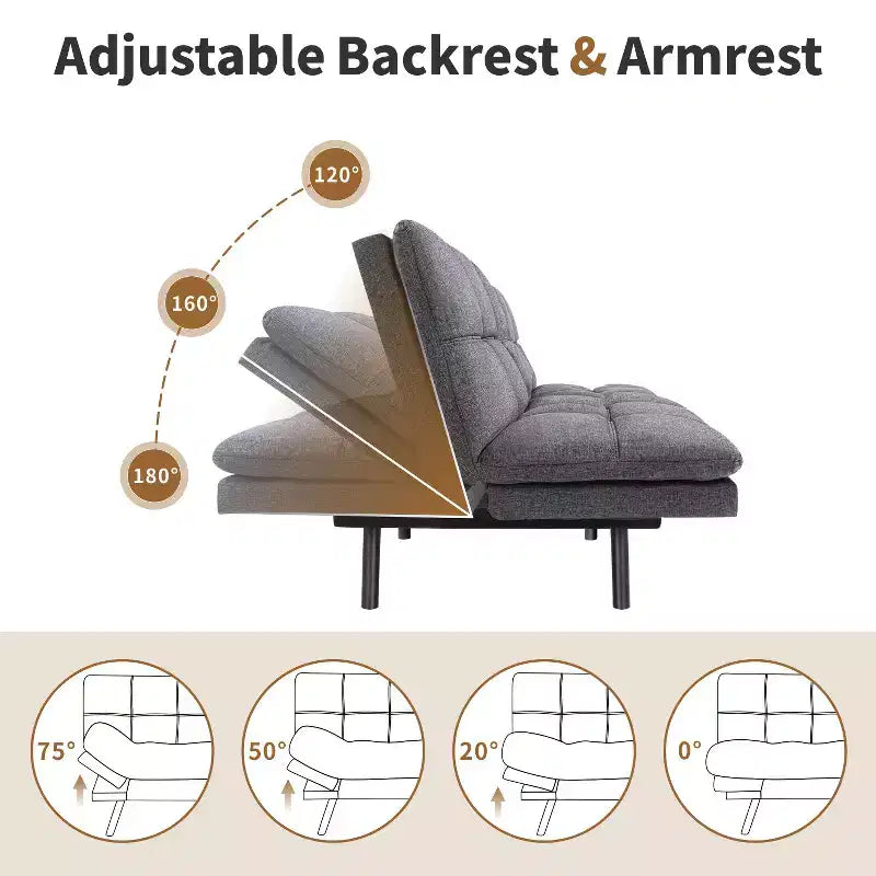 Divano letto futon Dyonery 71, divano letto convertibile moderno in memory foam, divano letto futon pieghevole per spazi abitativi compatti