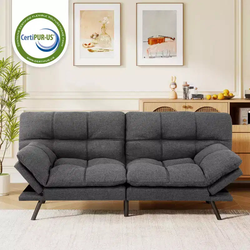 Divano letto futon Dyonery 71, divano letto convertibile moderno in memory foam, divano letto futon pieghevole per spazi abitativi compatti