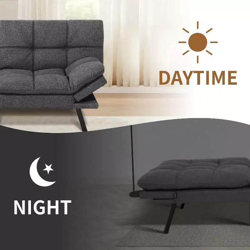Divano letto futon Dyonery 71, divano letto convertibile moderno in memory foam, divano letto futon pieghevole per spazi abitativi compatti
