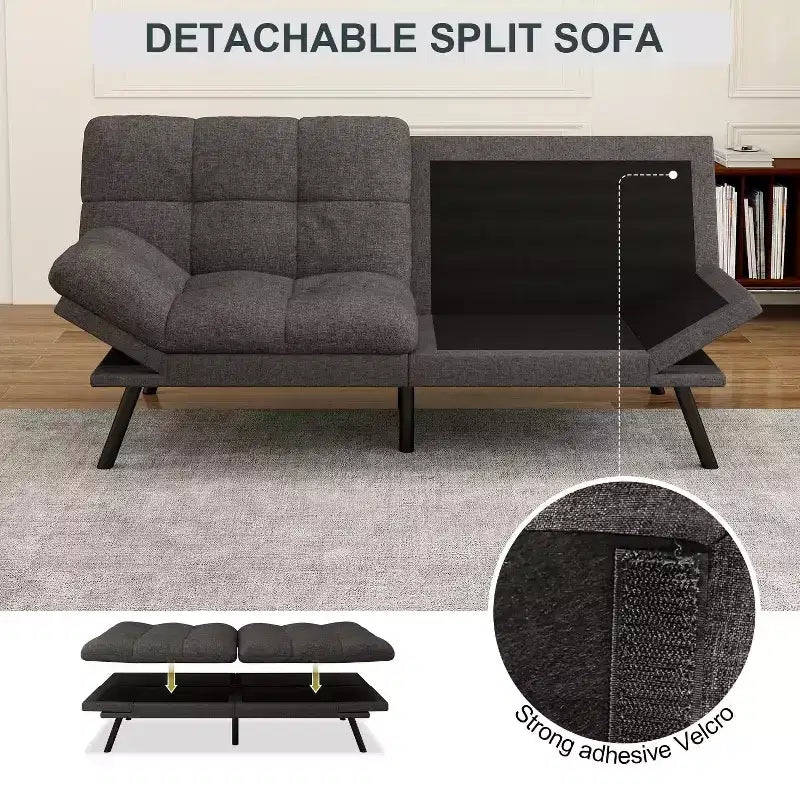 Divano letto futon Dyonery 71, divano letto convertibile moderno in memory foam, divano letto futon pieghevole per spazi abitativi compatti