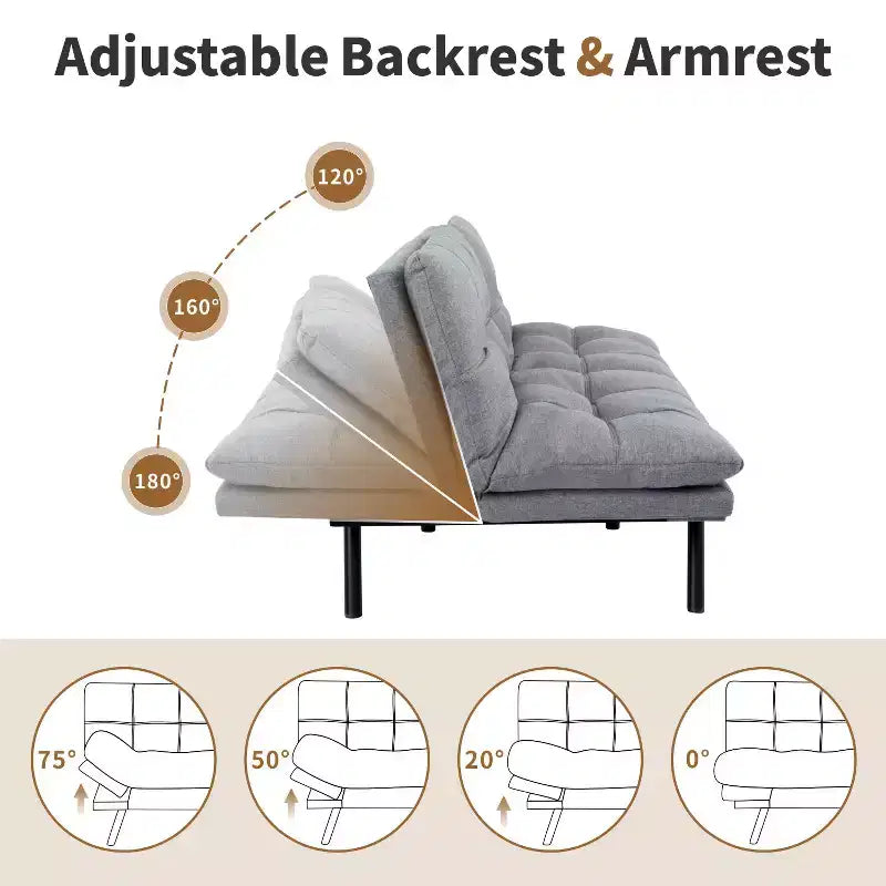 Divano letto futon Dyonery 71, divano letto convertibile moderno in memory foam, divano letto futon pieghevole per spazi abitativi compatti
