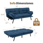 Divano letto futon Dyonery 71, divano letto convertibile moderno in memory foam, divano letto futon pieghevole per spazi abitativi compatti