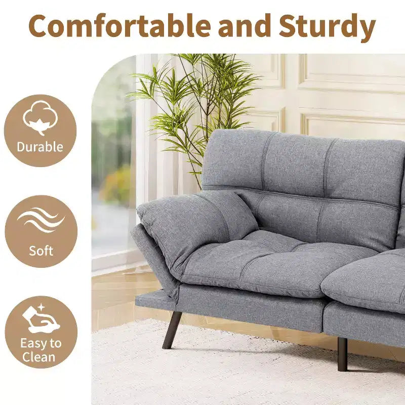 Divano letto futon Dyonery 71, divano letto convertibile moderno in memory foam, divano letto futon pieghevole per spazi abitativi compatti