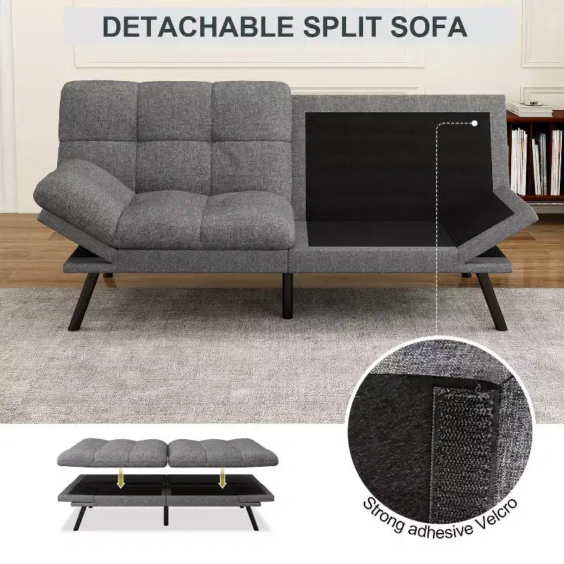 Divano letto futon Dyonery 71, divano letto convertibile moderno in memory foam, divano letto futon pieghevole per spazi abitativi compatti