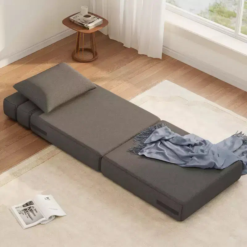 Sedia da terra TROPOW 2 in 1 pieghevole con cuscino decorativo, sedia da letto con funzione letto