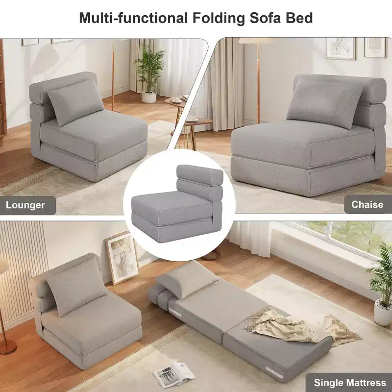 Chaise de sol TROPOW 2-en-1 avec coussin décoratif, lit pliant, fauteuil de repos avec fonction lit